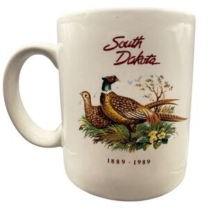 South Dakota Centennial Souvenir Coffee Mug Cup Pheasant 1889-1989